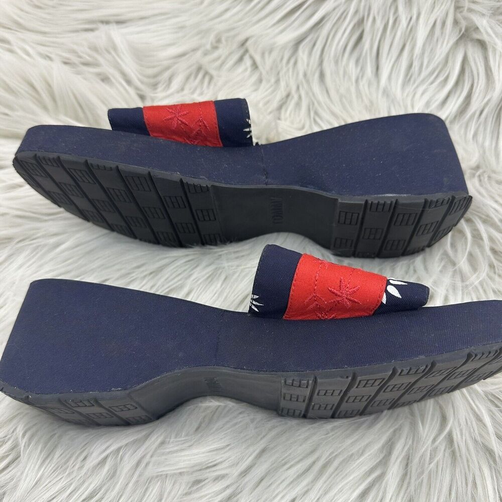 Tommy Hilfiger Women's Platform Slide Sandals Size 8.5 Chunky Y2K Flag Spellout - Picture 7 of 9